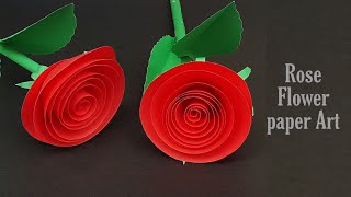 How to make a rose flower with paper | paper Craft | DIY | paper Art | flower making