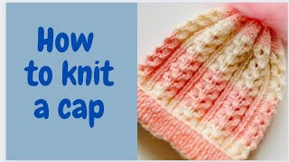 Unique knitting cap/boy and girl/step by step/for beginner/how to knit a cap/Fern stitch