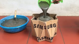 Creative From Carton Box And Cement -The Idea Of Creating Beautiful Flower Pots For Your Houseplants