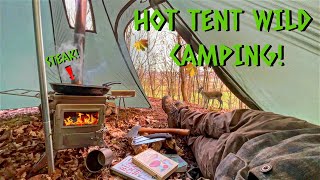 24 HOUR HOT TENT WINTER CAMPING!  |  Winnerwell Nomad Medium Stove!