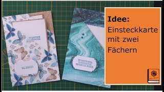 Bastel Idee Einsteckkarte mit 2 Fächern in blau mit Papier, Stempel, Stampin Up, Action &Co