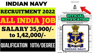 Indian Navy Recruitment 2022 | All India Eligible | Salary 45,000/Month 😱 #indiannavy #jobupdates