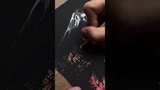 Artist completes a beautiful scratch painting!