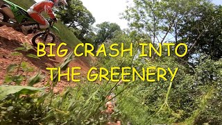 Big crash into the greenery at Hazeley Grange Mx track