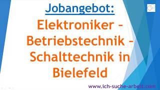 Jobangebot Elektroniker - Betriebstechnik - Schalttechnik in Bielefeld