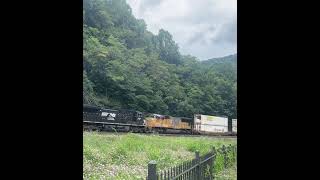 NS Freight Train at Horseshoe Curve W/ Union Pacific Locomotive