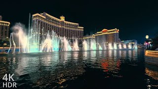 4K HDR Las Vegas Strip | Bellagio Fountain Water Show at Night, Naveda