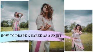 How to Drape a Saree as a Skirt / Lehenga | Saree Innovative Drape | Pinkpeppercorn