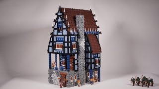 LEGO Medieval Layout - WIP - part 4 (7th and final city building - dark/sand blue)