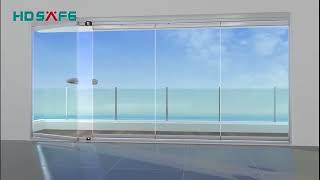 3D Videos of 8-12mm Frameless Glass Sliding Folding Partition Door for Balcony