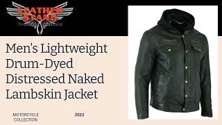 Men's Lightweight Drum Dyed Distressed Naked Lambskin Biker Jacket