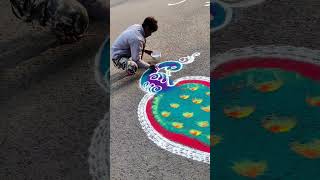 comment for Rangoli 🤩🙏#mor #art  #peacockrangoli #peacock #youtubeshort #shortsvideo #viralshorts