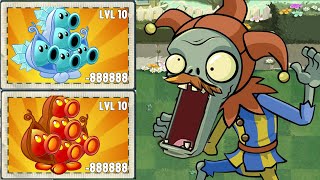 PvZ 2 Gameplay - How many Plant can defeat 40 Jester Zombie with 1 Power Up - Who's Best ？