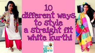 1 white kurthi 10 different ways to style it ||ONE white kurthi fashion hacks || 10 styling hacks||