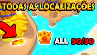 TODAS AS LOCALIZAÇÕES  DAS RELIQUIAS SHINY (PATA DOURADA) DO PET SIMULATOR 99 - ROBLOX