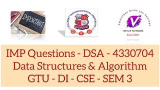 GTU IMP Question of DSA - 4330704 | Data Structures & Algorithm IMP Questions | Question Bank of DSA