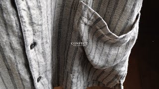 【Experience CONFECT Clothes】リネンストライプ半袖カバーシャツ