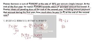 Pranav borrows a sum of ₹598397 at the rate of 20% per annum simple interest #ssccgl2024 #malayalam