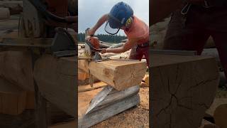 Join Jacob as he cuts Joinery for a Hanging King Truss #chainsaw #woodworking #loghome #custommade