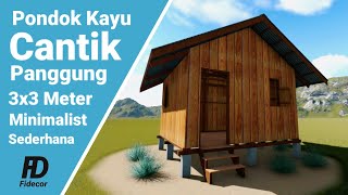 Kecil Tapi Nyaman 3x3 Meter Pondok Kayu Kebun Minimalis | Desain Rumah Kabin Sederhana