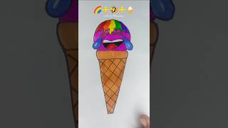 Creative art idea 🌈➕🤣➕🍦#easydrawing #creativeart #art #shorts #emojimix #emojiart #rainbow #icecream