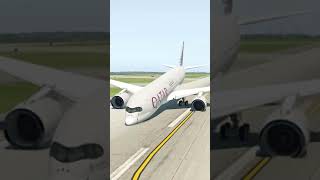 nose landing gear failed ...very hard landing qatar airways -- Xplane 11