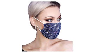 Fstrend Sparkly Rhinestone Mesh Mask Crystal Masquerade Face Masks