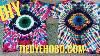 DIY How to tie dye Psychedelic / Pinkedelic EYE designs tutorial simple tiedye hobo style