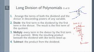 Dividing Polynomials - Long Division