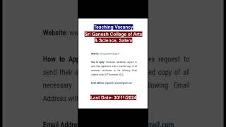 Assistant Professor Vacancy 2024# teachingjobs#academicposition# jobseekers#apply