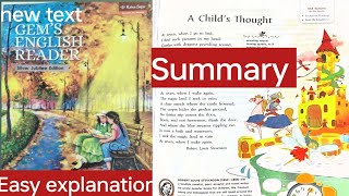 Poem - A child's thought || class -6 ||summary#english#gemsenglishreader