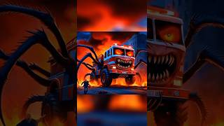 Fire Truck Spider Eater 🆚 Lightning McQueen - REAL STORY TRANSFORMATION | Coffin Dance Song Cover