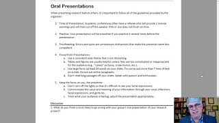 Oral Research Presentations and Defending Your Thesis or Dissertation