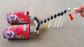 Matchstick Chain Reaction Domino Vs Diwali Crackers Amazing Experiment