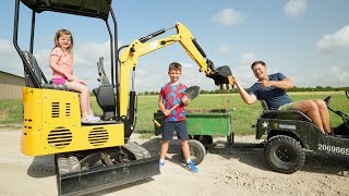 Digging Dirt and Rocks with Real Tractors | Tractors for kids