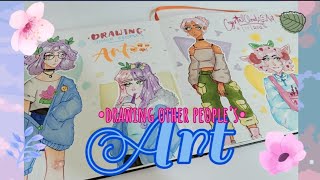 Drawing other people's art in my style!!|Filling a spread in my sketchbook