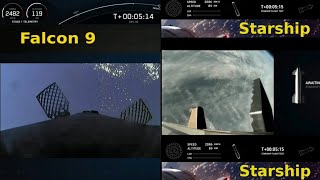 Rakieta Falcon 9 SpaceX wyniosła Dragona - zestawienie równoległe z lotem statku Starship IFT-3