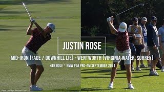 Justin Rose Golf Swing fade Mid-Iron (DTL & FO views) Wentworth Golf Club (Surrey), September 2021.