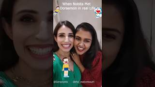 when Nobita met Doraemon in real life 😍❤️ #friendship #simarankaur #sonalkaushal #doraemon #nobita