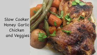 Slow cooker honey garlic chicken and veggies