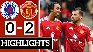 Rangers Vs Man United (0-2) Highlights | Leny Yoro Debut | Amad Diallo Goal | Pre-Season 2024