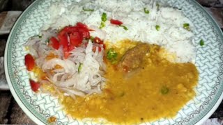 Daal gosht r chawal with onions..