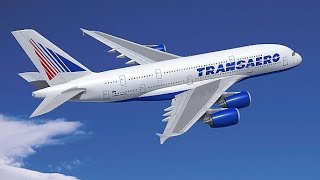 готовая пластмассовая модель пассажирского самолёта гиганта airbus a380 800 авиакомпании Трансаэро