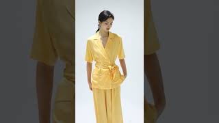 Smooth silk paired with bright yellow is so perfect