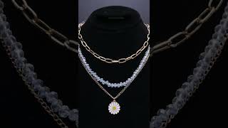 Name: Chain-10Brand: LayanDetail: 3 Layered ChainChain Closure, Crystal Stone & Flower Hanging Chain