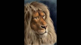 Lion Portrait Painted in Krita