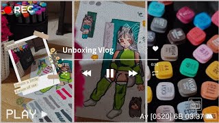 Unboxing vlog🌱📦 || no bg music || Asmr || Colouring + unboxing + art ||