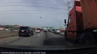 Truck Attempts To Change Lanes Without Looking Into Blind Spot (No Audio)