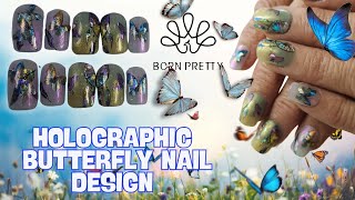 Holographic Butterfly Nail Art With Born Pretty Glitter X Jelly Gels - Hema Free!