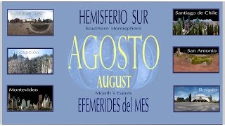 EFEMERIDES ASTRONOMICAS AGOSTO 2016. HEMISFERIO SUR